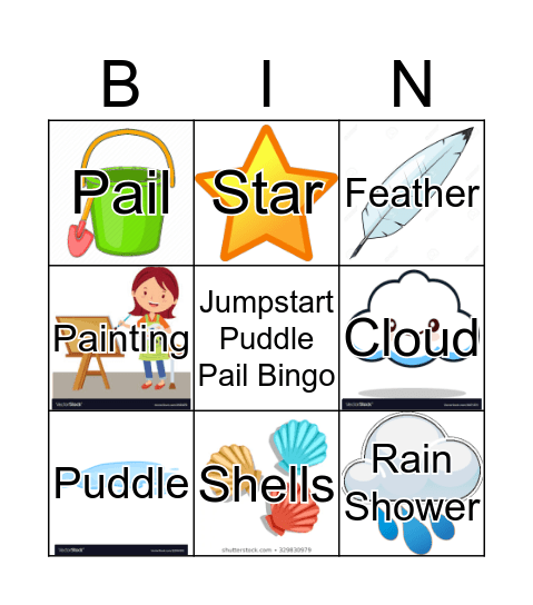 Jumpstart Puddle Pail Bingo Card