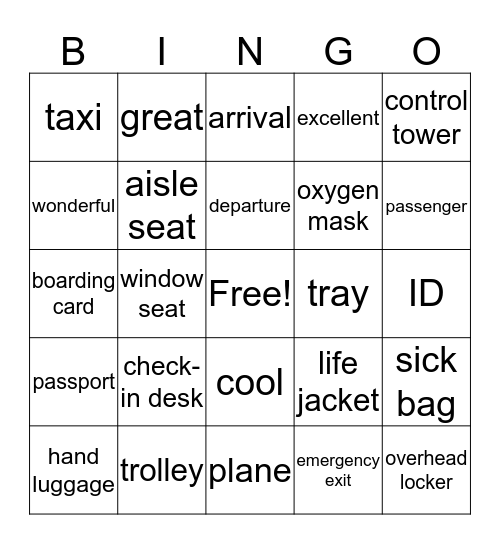 AIRPORT Bingo Card