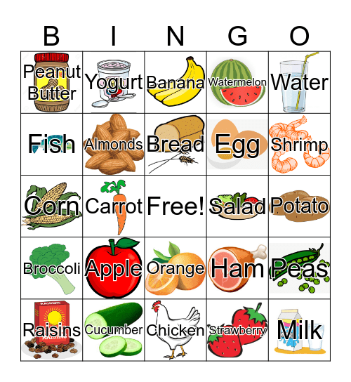 Healthy Eating Bingo Card