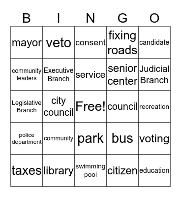 Chapter 12 BINGO Card