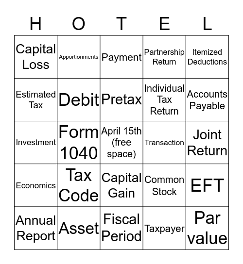 TAX SEASON Bingo Card