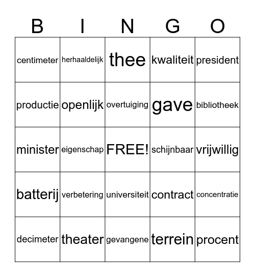 Groep 7 CITO oefenend Bingo Card