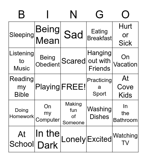 God is there when I'm... Bingo Card