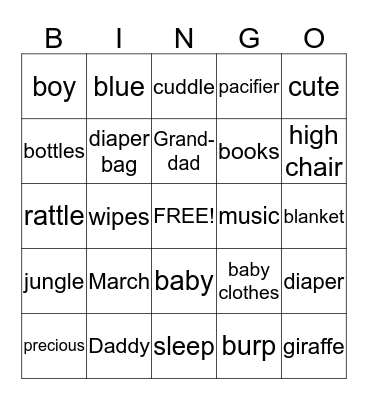 Baby Starr Bingo Card