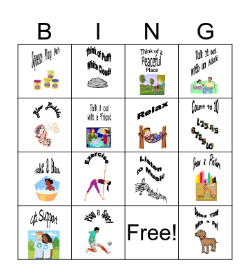 Coping Skills Bingo Card