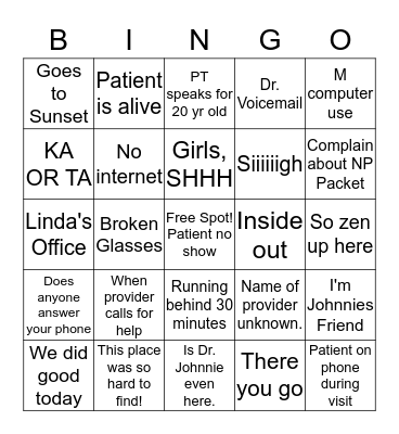 TAK BINGO Card