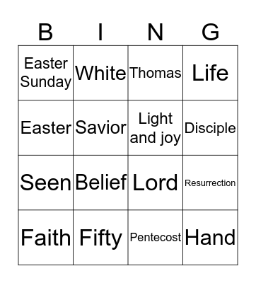 Easter Bingo Card