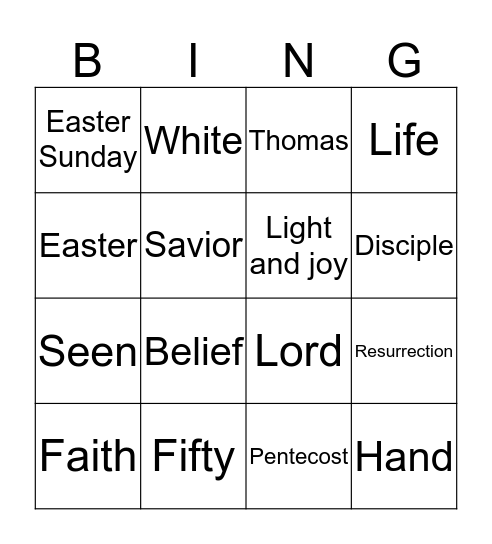 Easter Bingo Card