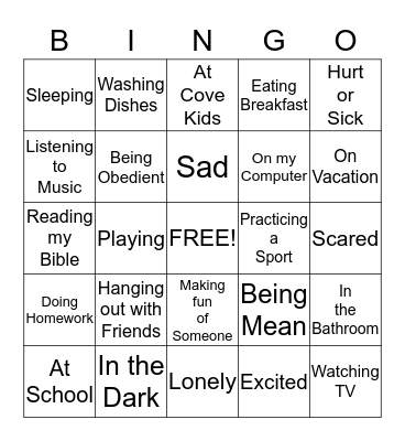 God is there when I'm... Bingo Card