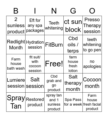 Name______________________ Bingo Card