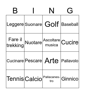 Tombola Bingo Card