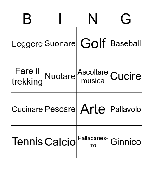 Tombola Bingo Card