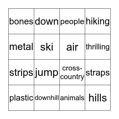 Gliding Over the Snow - 2.0 Bingo Card