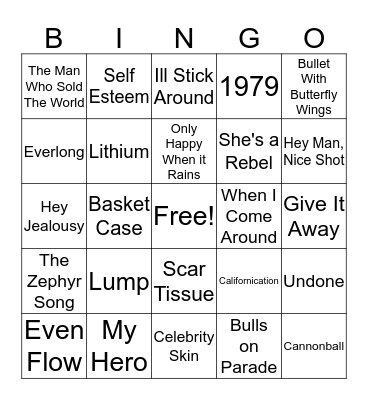 Grunge Bingo Card