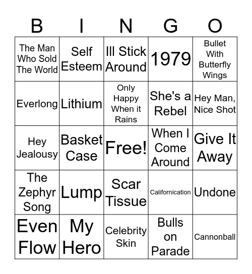 Grunge Bingo Card