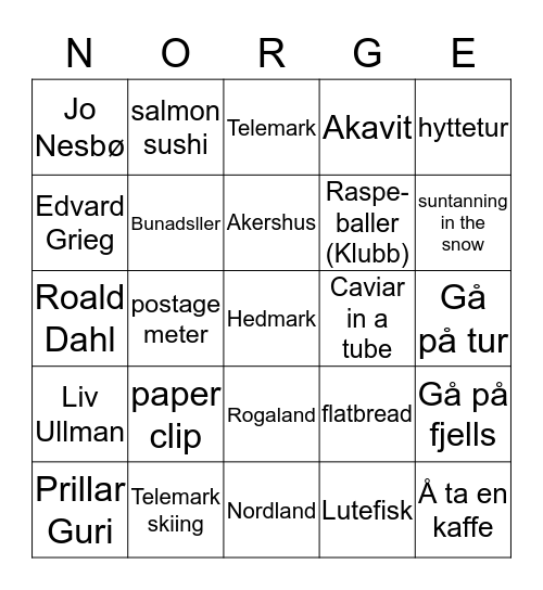 Rosanna Gutterud Johnsrud #53 DoN Bingo Card