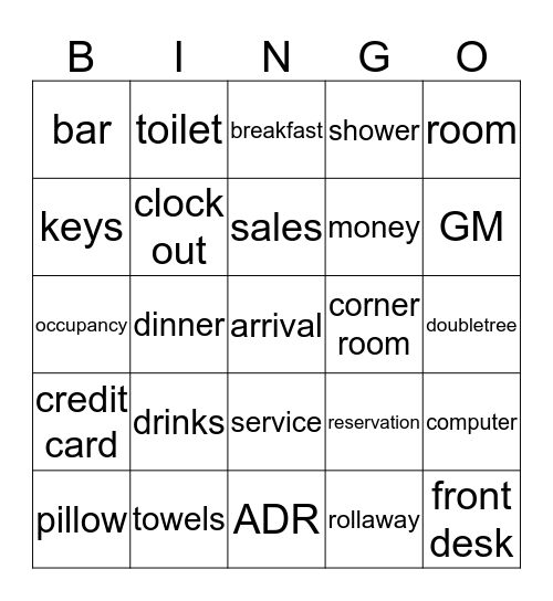 Hotel Lingo Bingo Card
