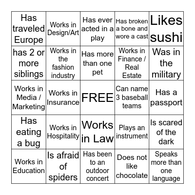 Find Someone Who... Bingo Card