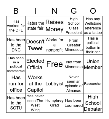 Political Assholes Social Bingo Card