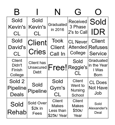 SL Phase 2 Bingo Card
