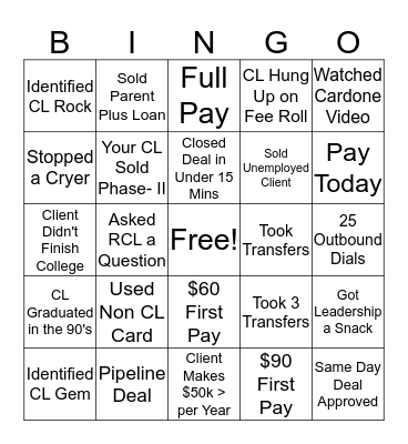 SL Phase 1 Bingo Card