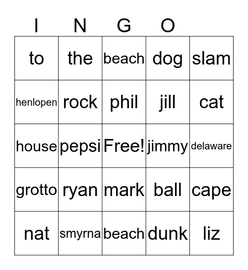 Slam Dunk to the Beach Bingo Card