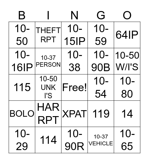 DISPATCHER Bingo Card