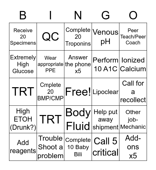 Chemistry Bingo Card