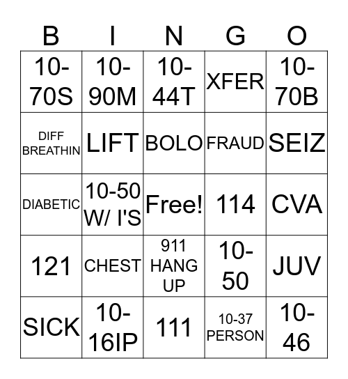 DISPATCHER  Bingo Card