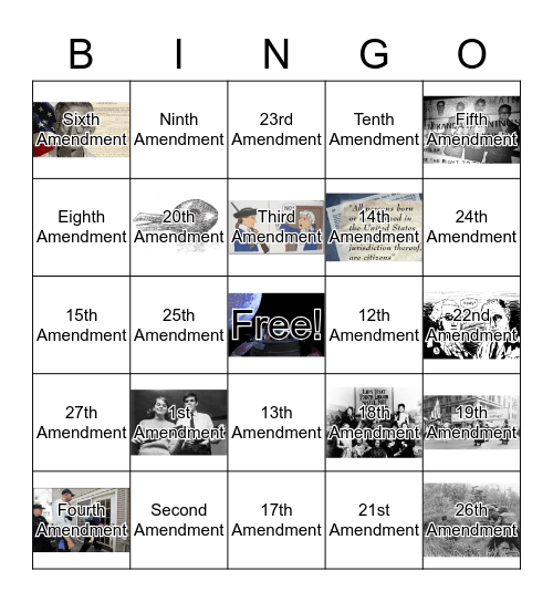 Amendments  Bingo Card