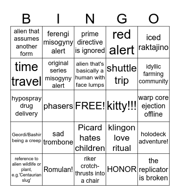 STAR TREK Bingo Card