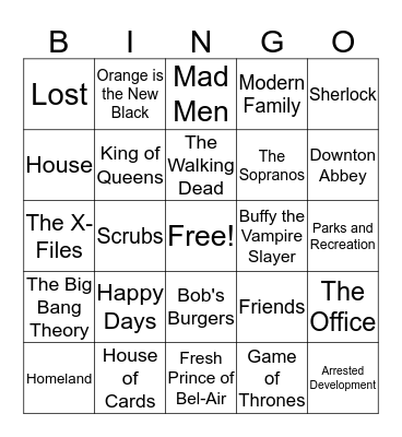 TV BINGO! Bingo Card