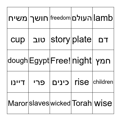 Chocolate Seder Bingo! Bingo Card