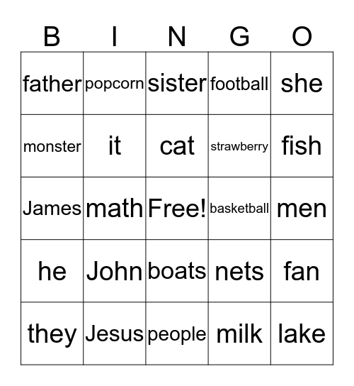 ESL Bingo Card