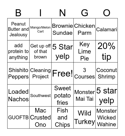 Get out of rolling!  Bingo Card