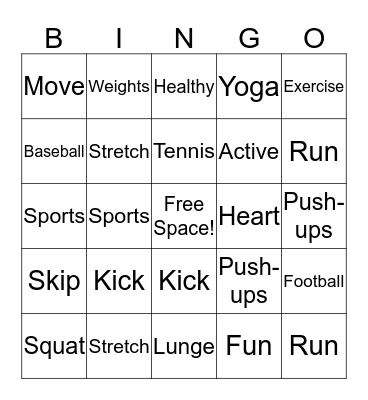 Fitness Bingo! Bingo Card