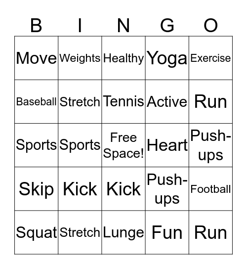 Fitness Bingo! Bingo Card