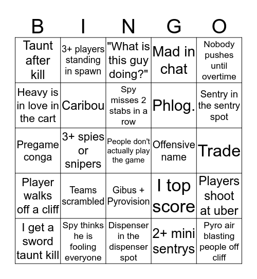 Tf2 Bingo STAR_ Bingo Card