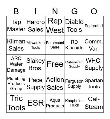 PHCC EXPO '19 Bingo Card