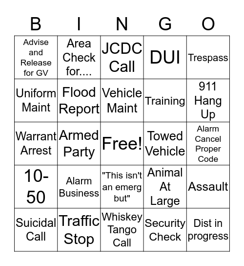 Dispatcher Appreciation Week 2019 Bingo Card