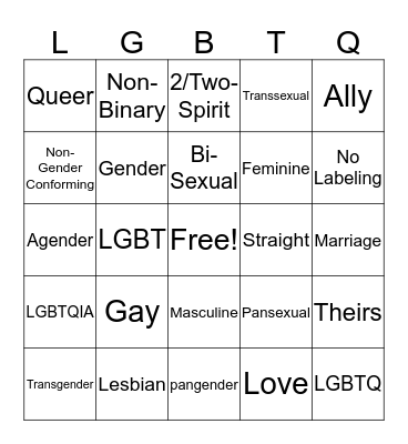 Pride Bingo Card