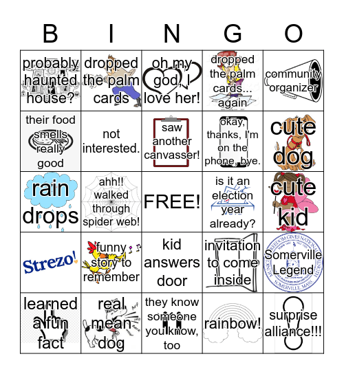 STREZO for SOMERVILLE canvass card Bingo Card