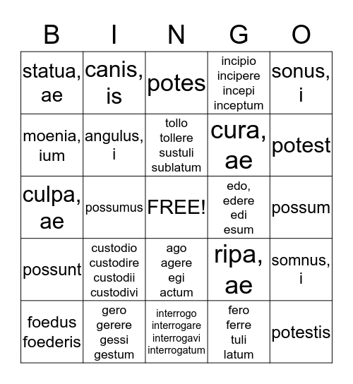 Chapter 17 Bingo Card