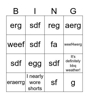 Weather Small Talk Bingo from Canopy & Stars Bingo Card