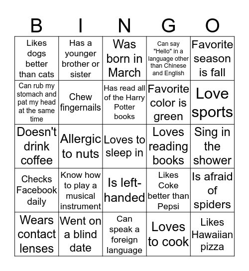 FIND SOMEONE WHO Bingo Card