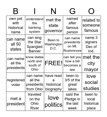 People Bingo Card