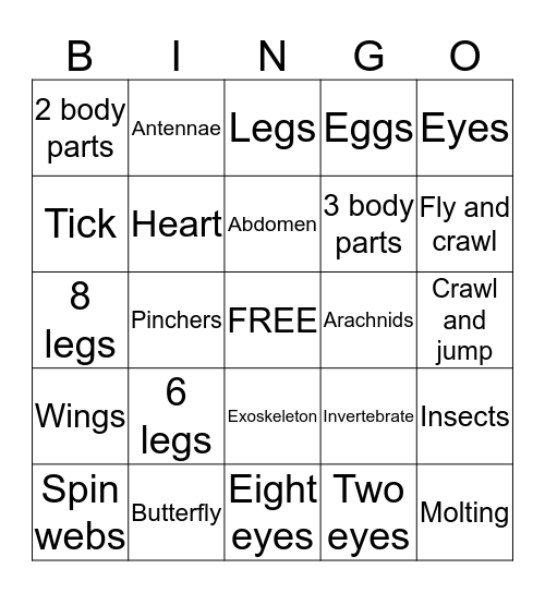 Bugs Bingo Card