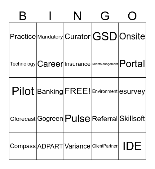 Cognizant Bingo Card