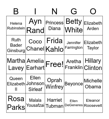 Women in Leadership Bingo Card