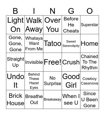 American Idol/ Covers Bingo Card